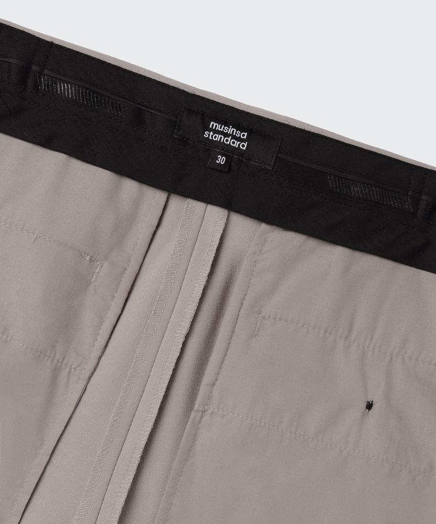 MUSINSA STANDARD Semi-Wide Hidden Elastic Waist Slacks [Light Beige]