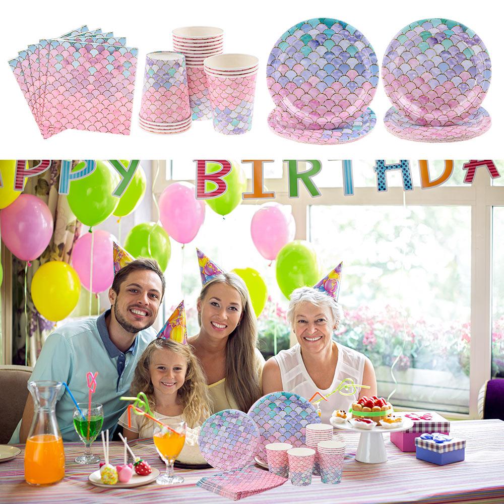 Салфетка для моря, украшения, одноразовая посуда, набор бумажных стаканчиков, бумажная тарелка для вечеринки в стиле Русалочки