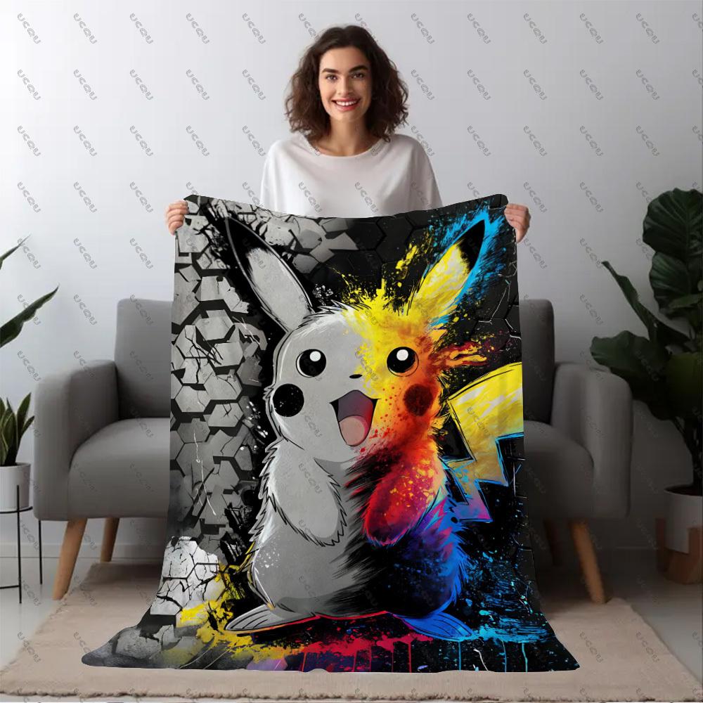 Anime-Picchu-Themed Soft Flannel Blanket All-Season Gift Sofa Bed Travel Office Warmth Wall Decor Autumn Winter P-Pokemo Fans
