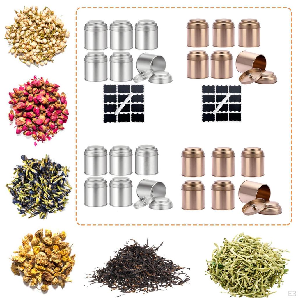 6 Металлических банок для чая, 240 мл, Кухонные круглые банки для кофе, Стильные и прочные органайзеры для