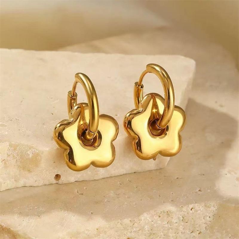 EILIECK 316L Stainless Steel Metal Flower Necklace Earrings Set For Women Fashion Party Gold-Plated Jewelry Set Jewelry