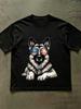 Men's German Shepherd T-Shirt with American Flag & Fashion Glasses - Retro Patriotic Dog Lover Shirt Suitable for July 4th, Casual Round Neck Tee for