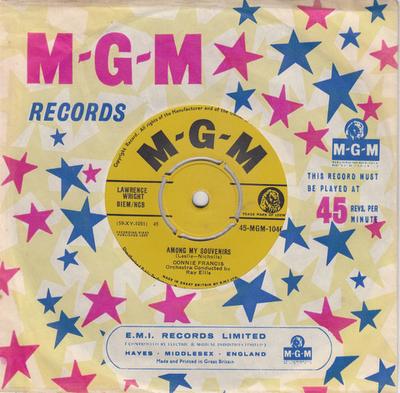 7-дюймовая пластинка КОННИ ФРЭНСИС - Среди моих сувениров 45MGM1046 MGM Records 1959 Великобритания Рок Б/У