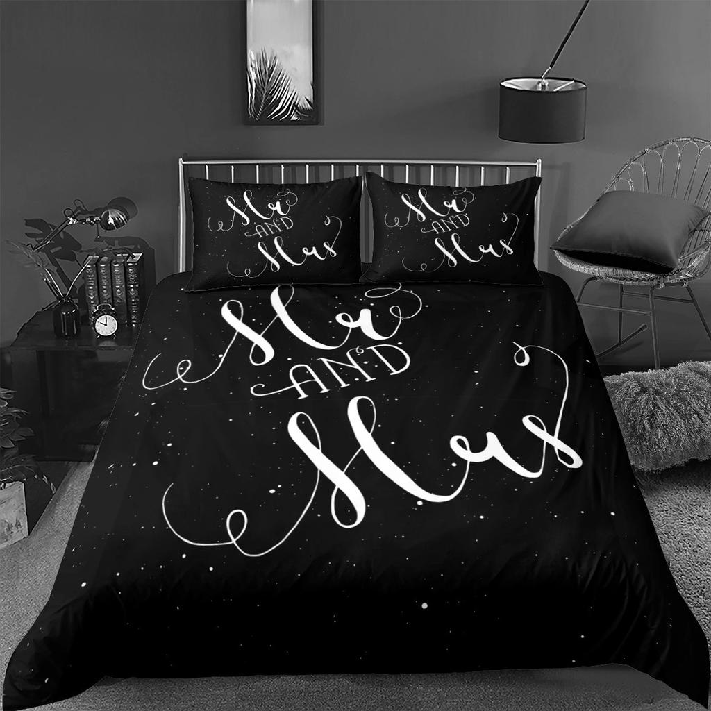 Black White Couple Duvet Cover Pillowcase Couples Bedding Set Adult Boy Girl Bedroom Decoration Gift Single Double Size