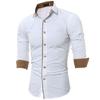 Осенне-зимняя мужская персонализированная рубашка с окантовкой Slim Fit, мужская повседневная рубашка с длинным рукавом, мужские рубашки (Мужской)