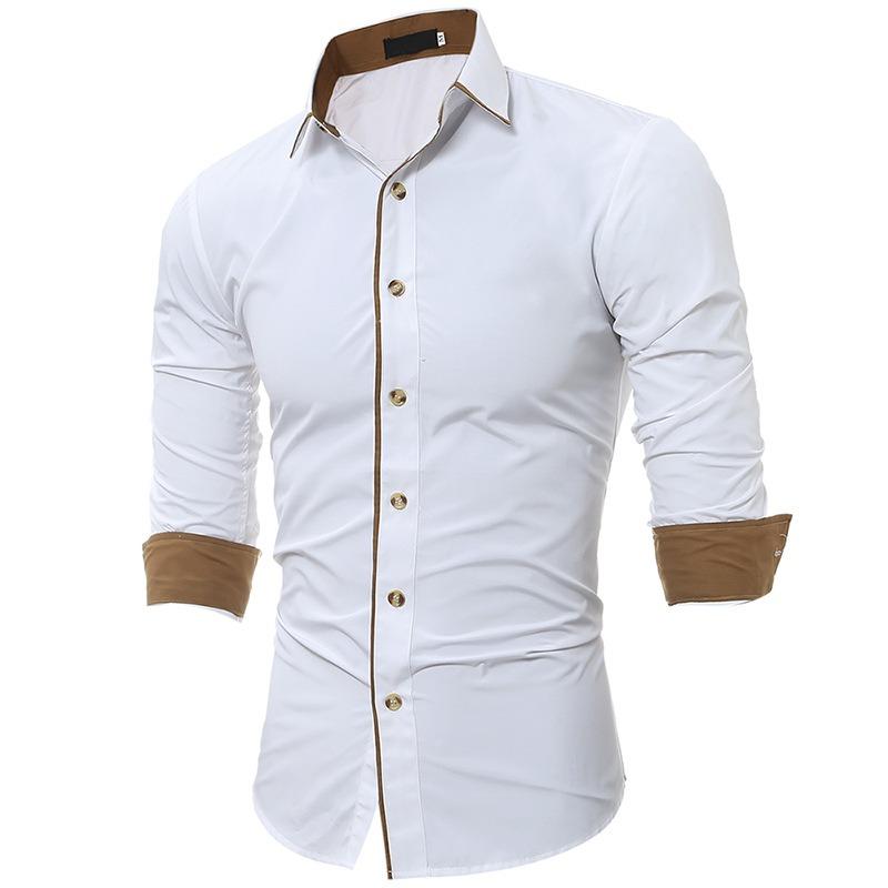 Осенне-зимняя мужская персонализированная рубашка с окантовкой Slim Fit, мужская повседневная рубашка с длинным рукавом, мужские рубашки (Мужской)