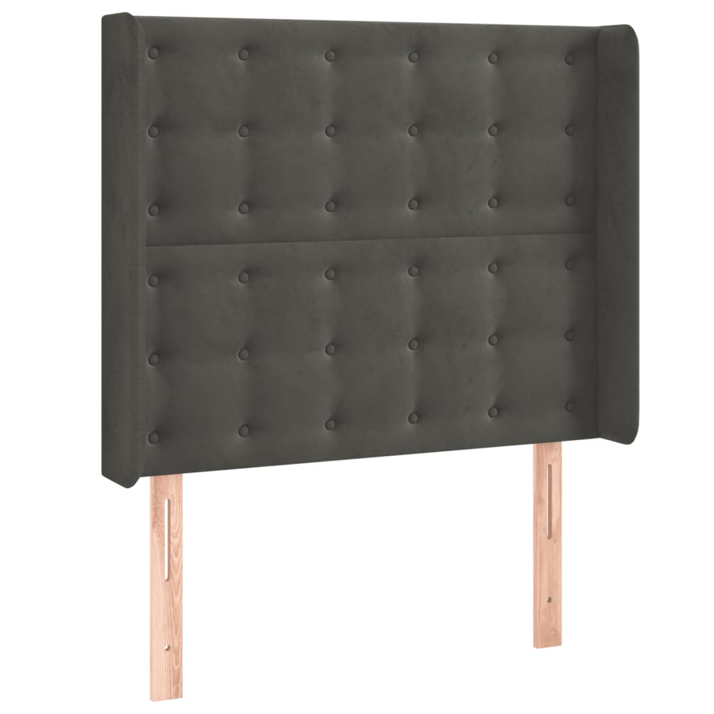 vidaXL LED Kopfteil Dunkelgrau 103x16x118/128 cm Samt