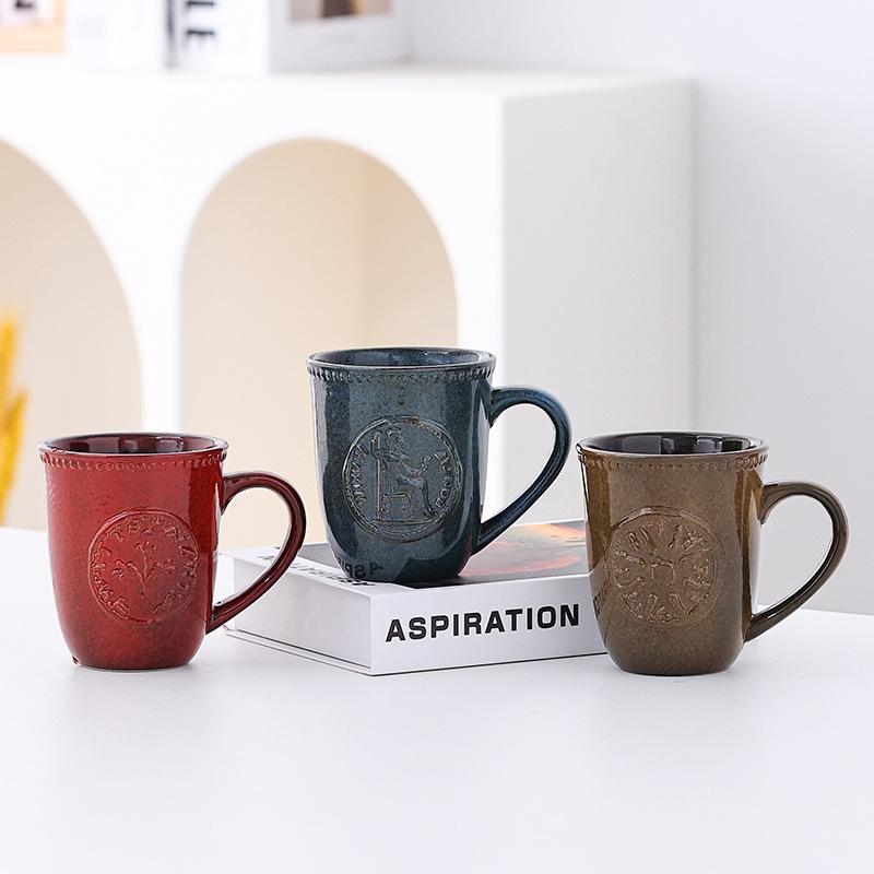 Творческий ретро большой емкости керамическая чашка европейский завтрак молоко кофе чашка пара знак керамическая вода чай чашка