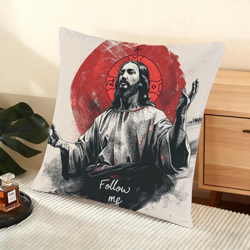 Jesus Cushion Cover Soft Short Plush Pillow Cover Smooth Cozy Texture Aesthetic Cushion Case Home Decor