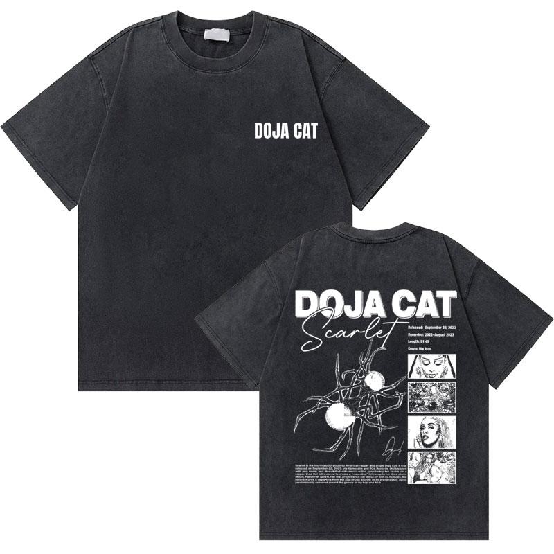 Washed Old Vintage Rapper Doja Cat Planet Her Graphic Tshirt Men Women Hip Hop Oversized Tees Short Sleeve Male Fashion Tshirt