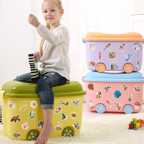 1 Bag Vintage Stickers 50 Pcs Multi Patterns Self-adhesive Waterproof Scratch Resistant Decorative Removable High Stickiness Decals for Students