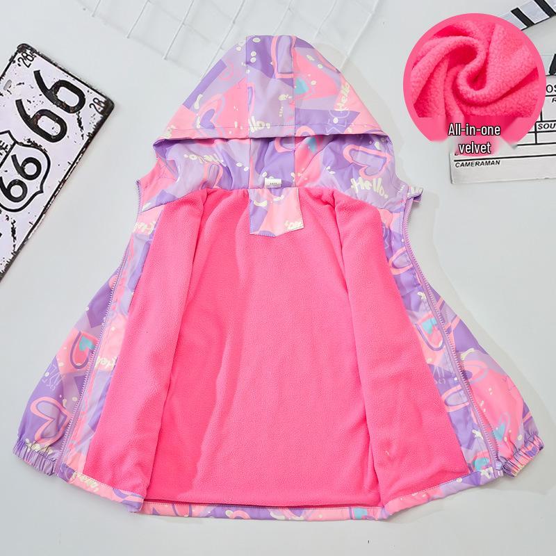 Девичья ветровка в корейском стиле на флисовой подкладке - осенне-весенний верх для улицы