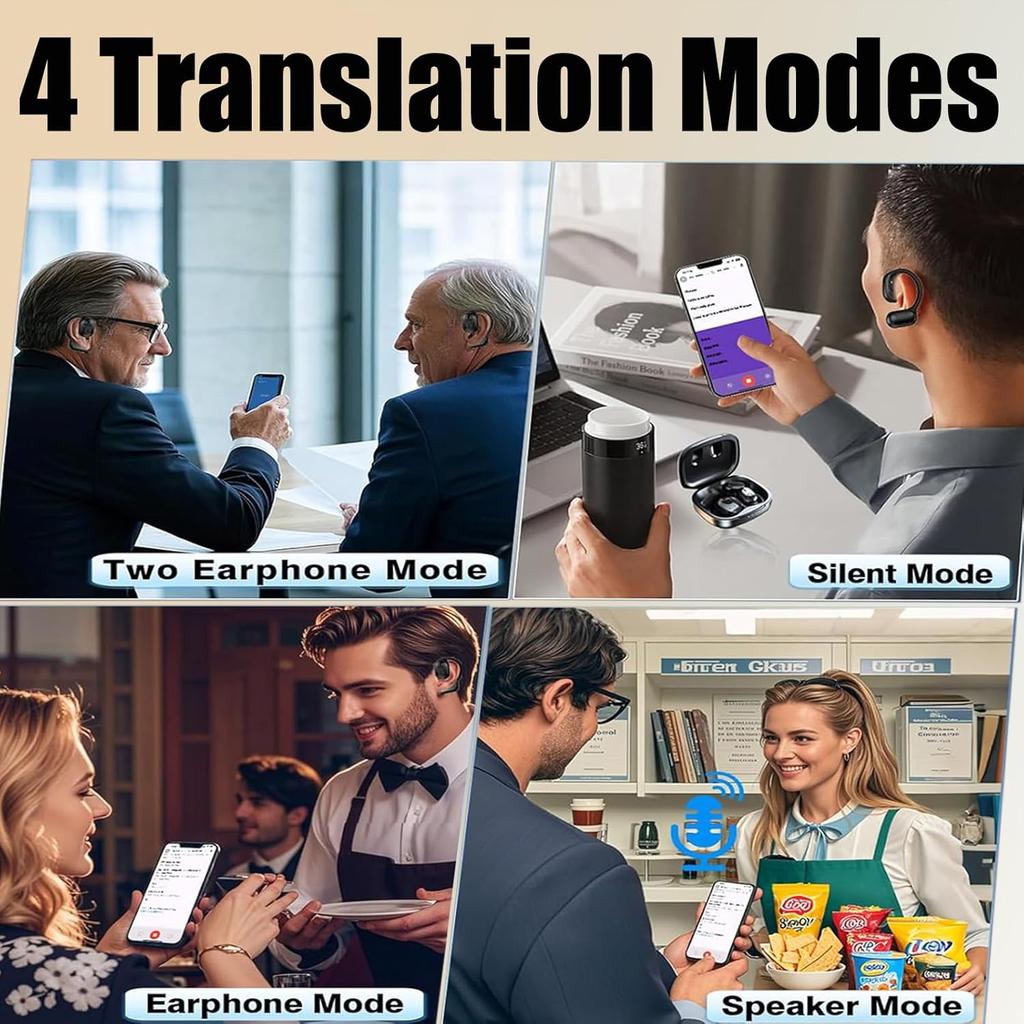 UYUXIO Real Time AI Language Translation Earbuds Earphone OWS Translator Headphone with 144 Languages Ear Buds for Business