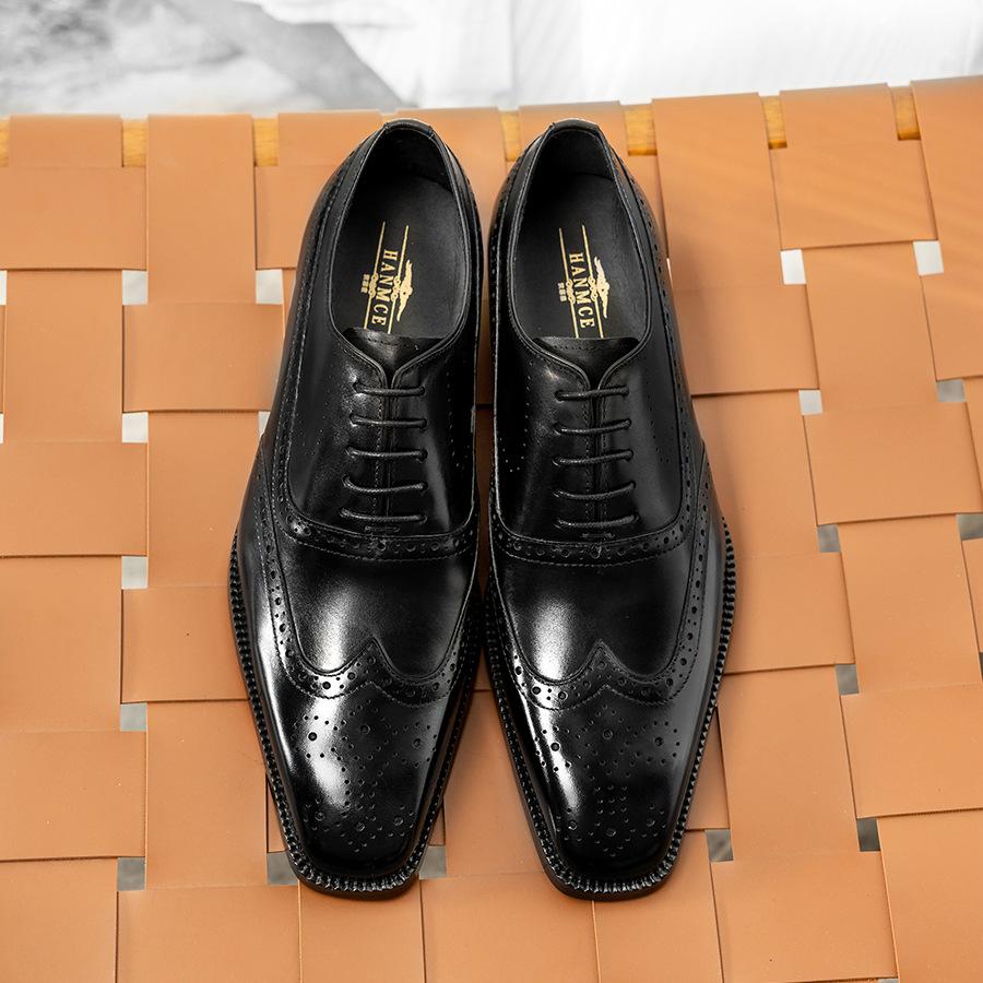 Британские ретро деловые туфли Оксфорды из кожи, мужские, легкая роскошь, ручная работа, из коровьей кожи, дышащие, Брокги, резные, модные туфли