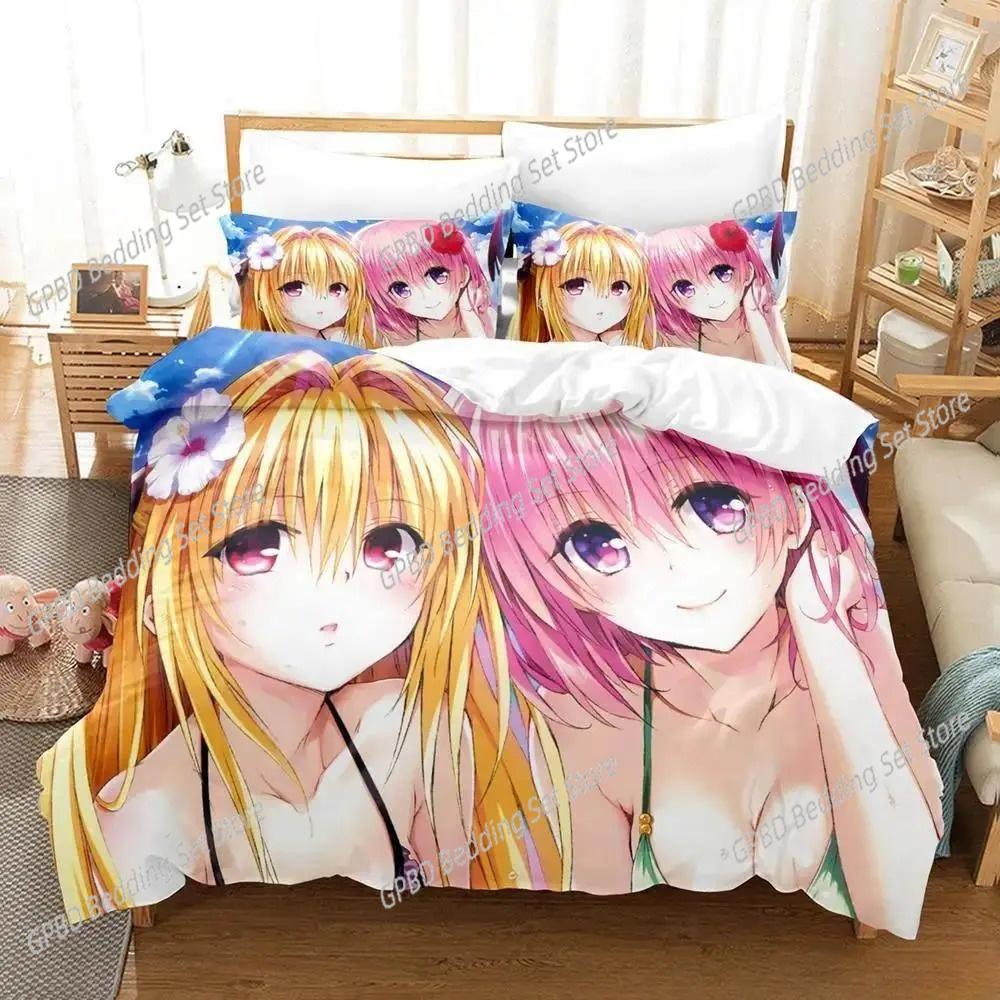 Аниме Yami To LOVE Ru 3D Комплект постельного белья Пододеяльник Наволочки Односпальный Двуспальный Полный Queen King Размер Домашний Декор Покрывало Подарок для Мальчиков