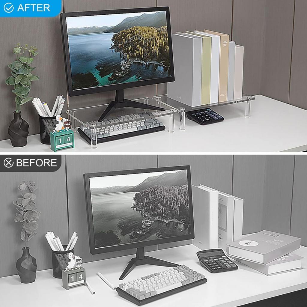 Акриловые подставки для мониторов, подъемные стойки для экономии места на столе, органайзер для принтера, подъемная стойка для хранения компьютеров для дома и офиса