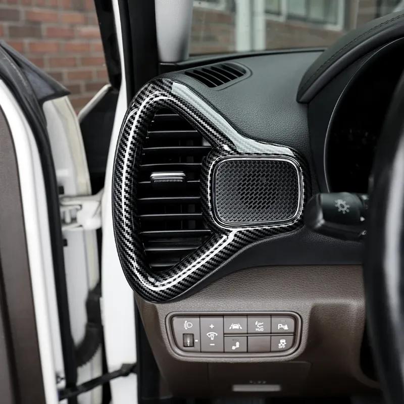 Car Decoration Air Ventilation Covers On Both Sides For Kia S0UL -2025 Red Carbon Fiber Wood Grain Accessories Styling