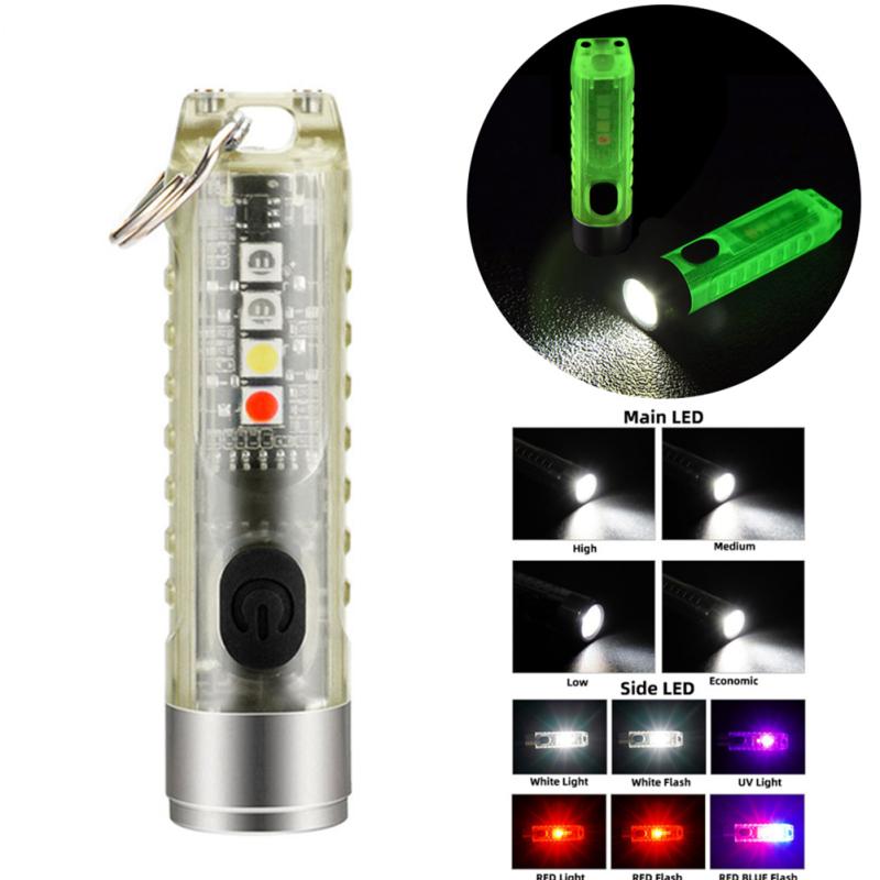 Mini Keychain Flashlight Multifunctional 400lm High Brightness Usb C Rechargeable Magnetic Torch