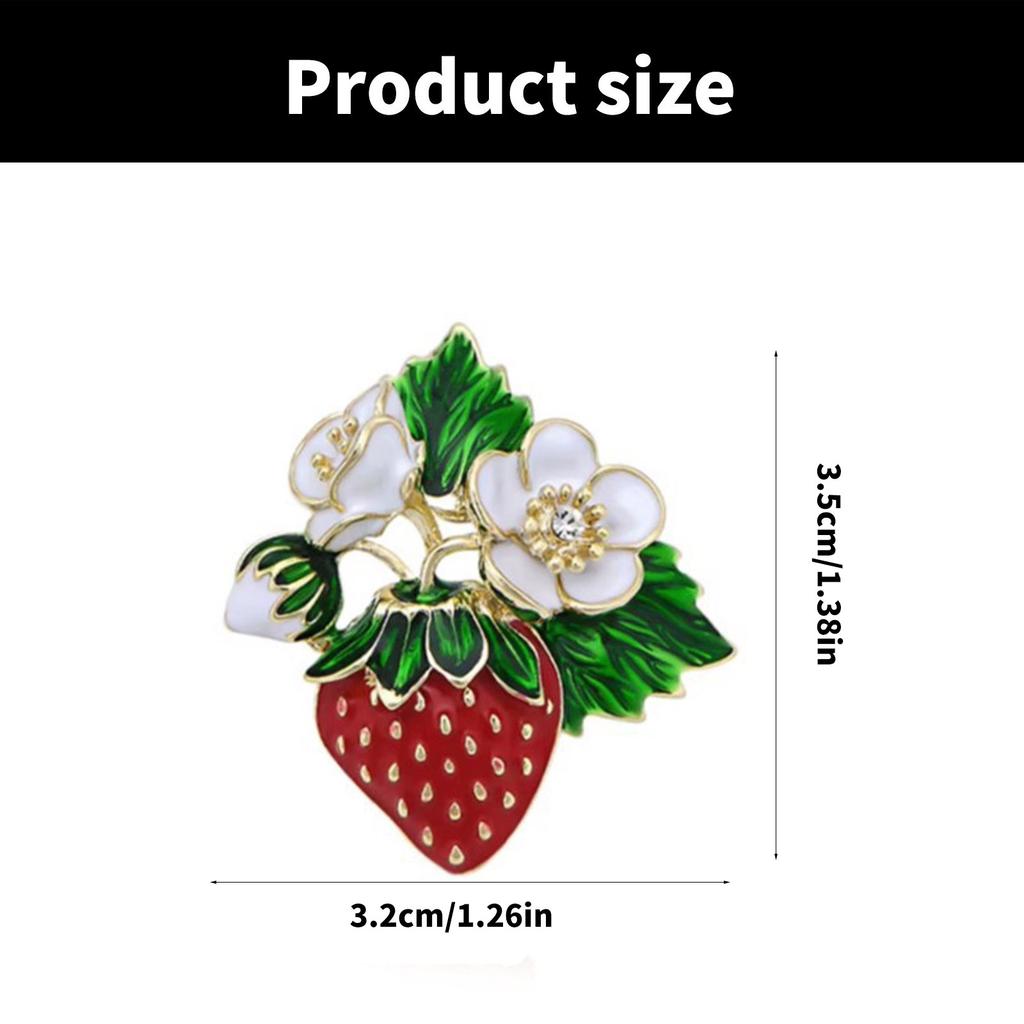 Винтажная брошь в форме клубники со стразами, расписанная вручную, брошь в виде фруктов, эмалевая булавка на лацкан, украшения для одежды, аксессуары