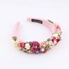 Handmade Sponge Dried Flower Headband Rhinestone Flower Hair Band  For Women Girl