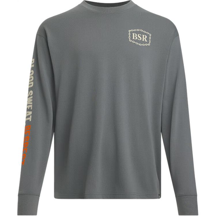 Under Armour Project Rock Letter Print Crew Neck Long Sleeve T-Shirt Men Tops Clay-Green 1386920-709