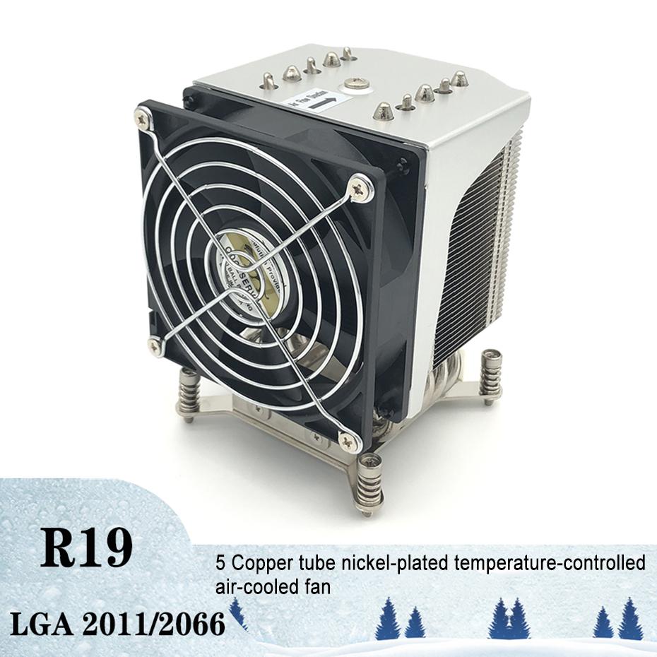 COOLSERVER R19 4U Серверный кулер для процессора 5 тепловых трубок Корпус для настольного ПК бесшумный вентилятор Для LGA2011 2066 115X Рабочая станция Компьютерный радиатор
