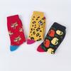 1 Pair Animal Collection Wolf and Leopard Pattern Men's Mid Calf Socks Trendy Street Fashion Suit In All Seasons Wearing