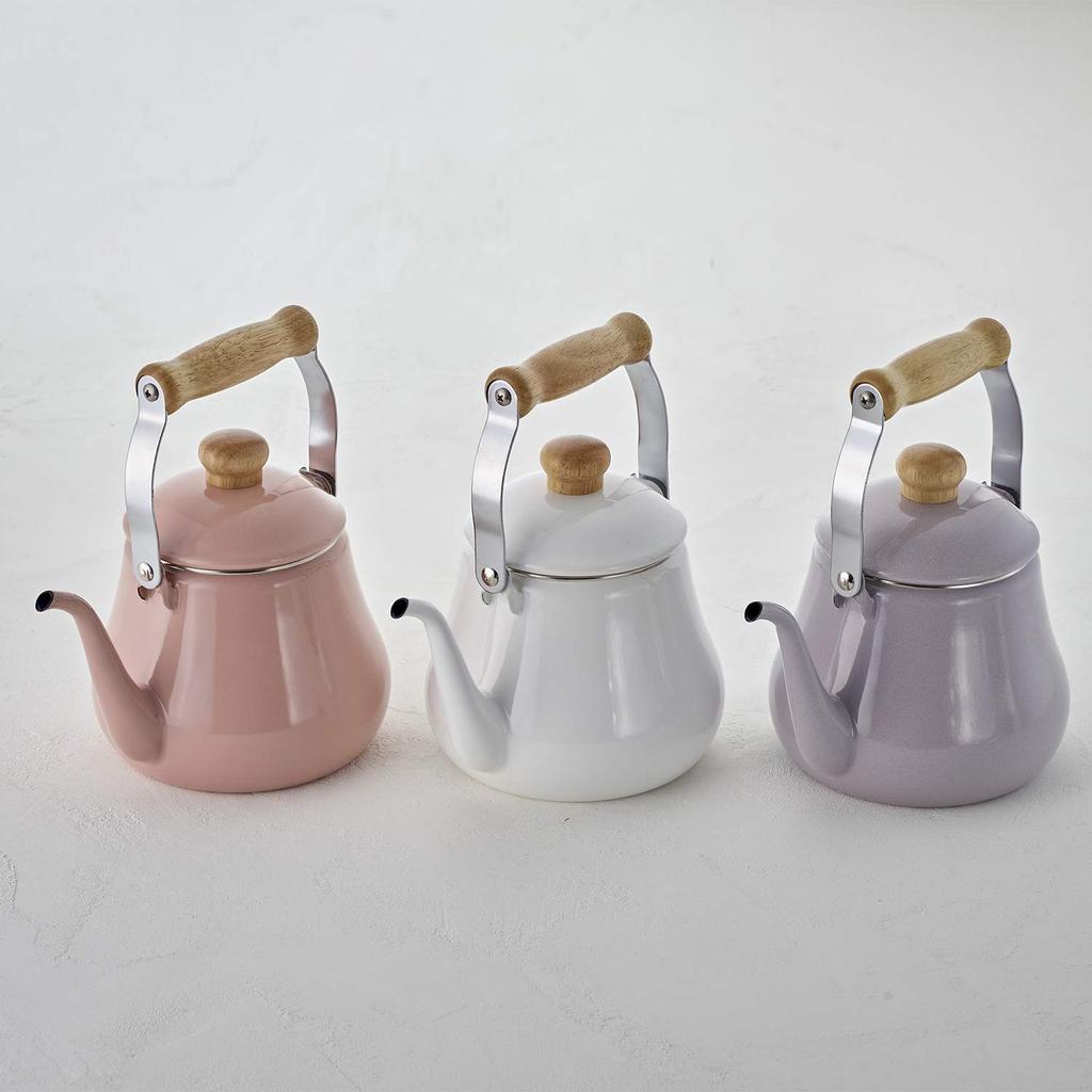 Fuji Enamel Drip Induction Kettle, Compatible, 1.5L (Ash Pink)
