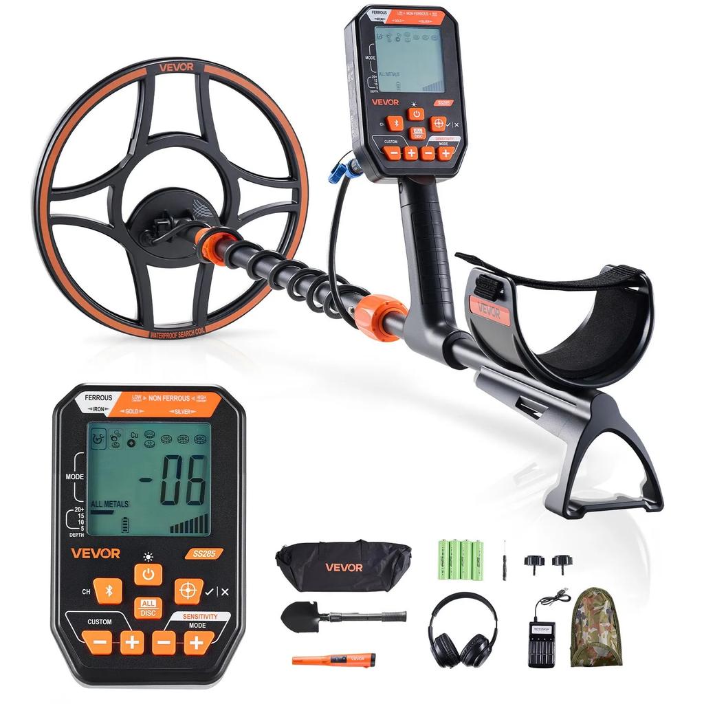 VEVOR Waterproof Metal Detector, 304.8 mm, Professional High Accuracy Gold Detector for Adults, with Display, Wireless Headphones, 7 Modes
