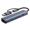 Многопортовый адаптер Type-C с портом RJ45 Ethernet, USB 3.0 концентратором 5 Гбит/с, док-станцией, совместимой с 4K HDMI, для ПК и MacBook