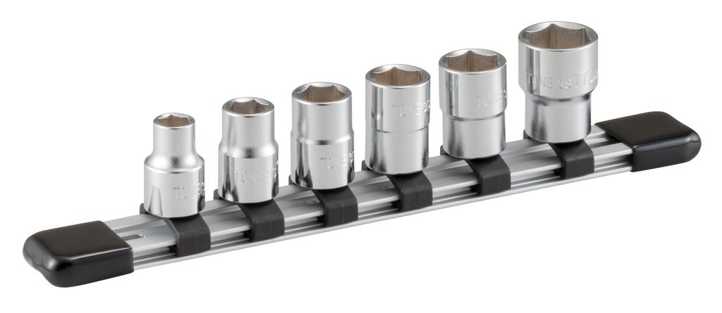 TONE HS306 6-Piece Socket Set (Hexagonal with Holder), 9.5mm (3/8") Drive