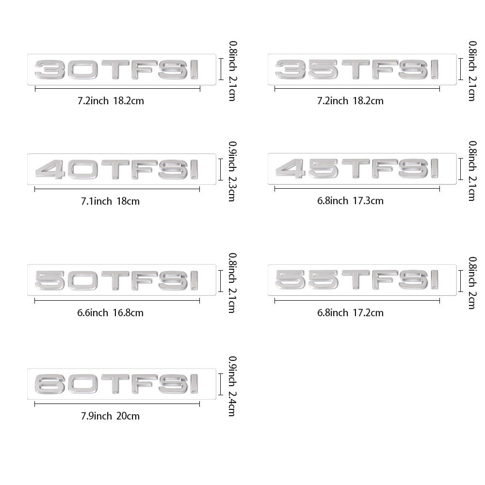 30TFSI 35TFSI 40TFSI 45TFSI 50TFSI 55TFSI 60TFSI Sline 3D ABS Car Tail Rear Trunk Letter Badge Sticker for AUDI Logo Decoration
