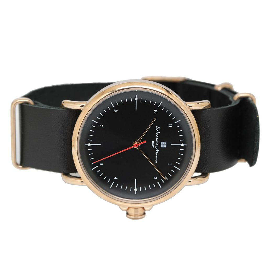Часы кожаный ремешок кожа часы бренд популярный простой [Salvatore Mara] мужские женские SM22104-PGBK