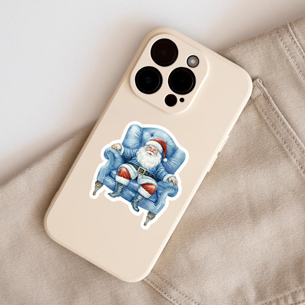 50 Blue Christmas Doodle Stickers Creative Christmas Stickers Mobile Phone Computer Waterproof Decorative Stickers