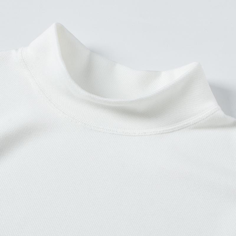 Men's and Women's Thermal Half Turtleneck Long-Sleeve Top - Korean Style White Base Layer for Autumn/Winter.