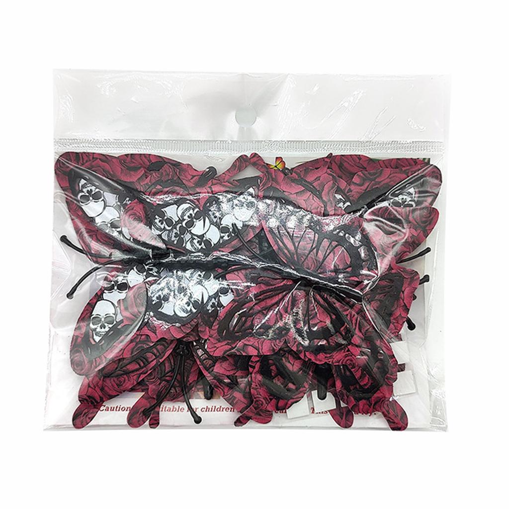 12 шт. Хэллоуин 3D Наклейки Декор Бабочки Череп Роза Наклейки на Стену для Спальни Гостиной Вечеринки Домашний Декор