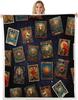 Bear blanket fiery forest design dark art pattern soft throw gothic decor bedroom textile horror accessory