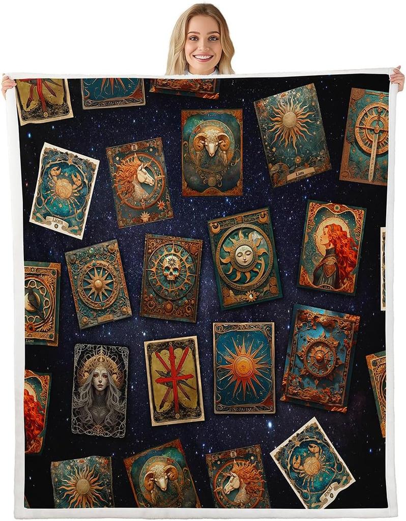 Bear blanket fiery forest design dark art pattern soft throw gothic decor bedroom textile horror accessory