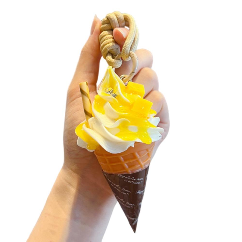 Cute Ice Cream Keychain Simulation Ice Cream Key Rings Food Shaped Keyring Baking Decorations