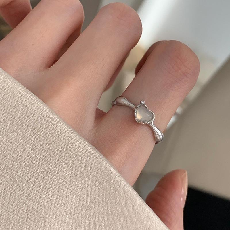 Регулируемое кольцо в виде сердца и художественного облака для женщин, стильная медная бижутерия с уникальным дизайном