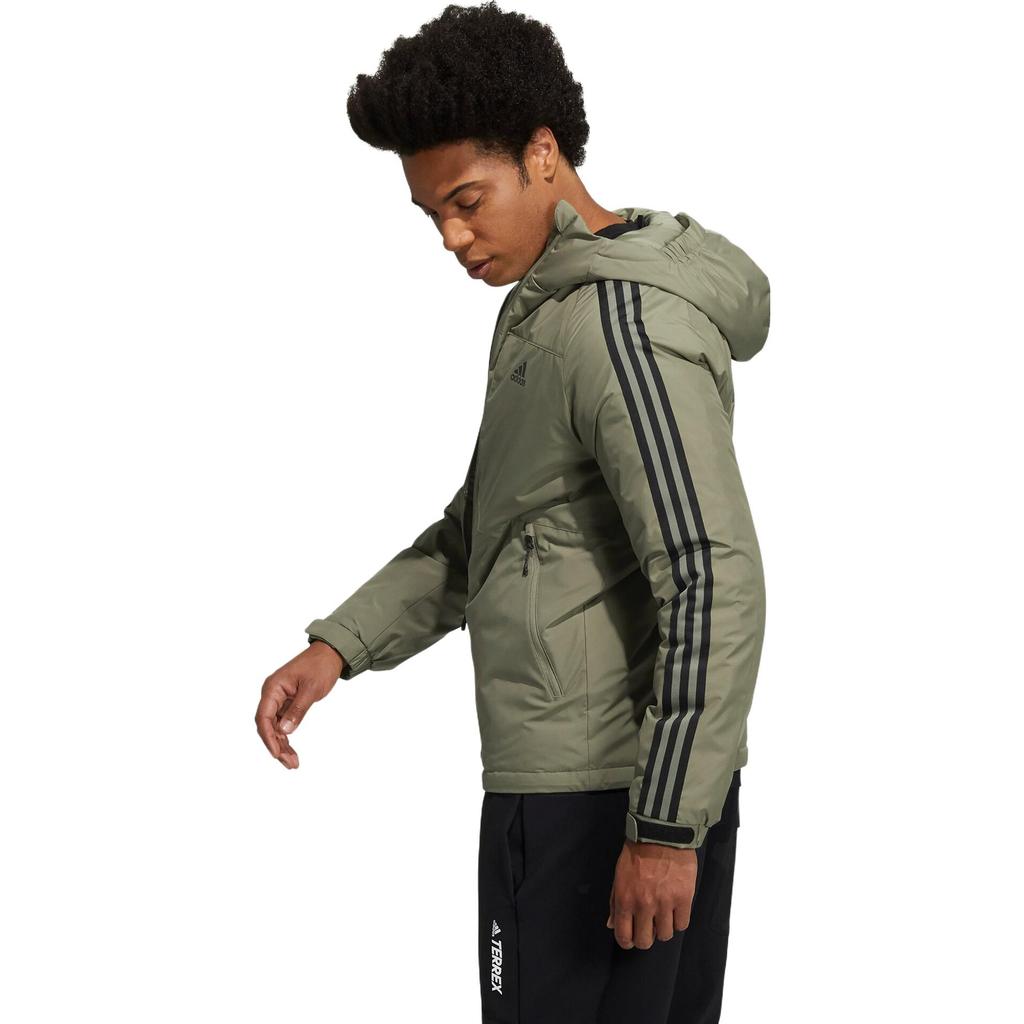 adidas 3-й пуховик для спорта на открытом воздухе с капюшоном и пухом, зимняя мужская верхняя одежда, армейско-зеленый H23083