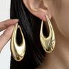 Light Luxury Exaggerated Court Style Metal Water Drop Earrings Women Retro Glossy Temperament Versatile Design Jewelry Gift