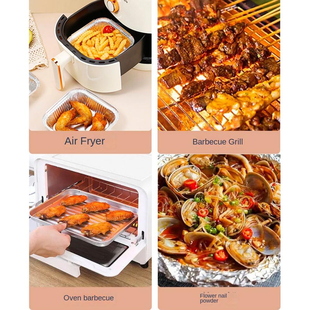 20CM Air Fryer Aluminum Foil Pan Square Oven BBQ Tray Kitchen Supplies Kitchen Baking Tool