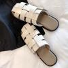 Модные прозрачные каблуки Удобная обувь для женщин Мягкие сандалии с закрытым носком 2025 Лето Костюм Женский Бежевый Ремешок с пряжкой Ретро Девушки Новые Низкие Черные