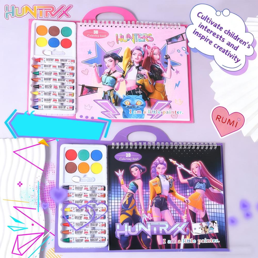 Новое поступление: Отряд охотников на ведьм - Детская раскраска в стиле K-Pop с граффити (с цветными карандашами) | Образовательная раскраска и книга для рисования