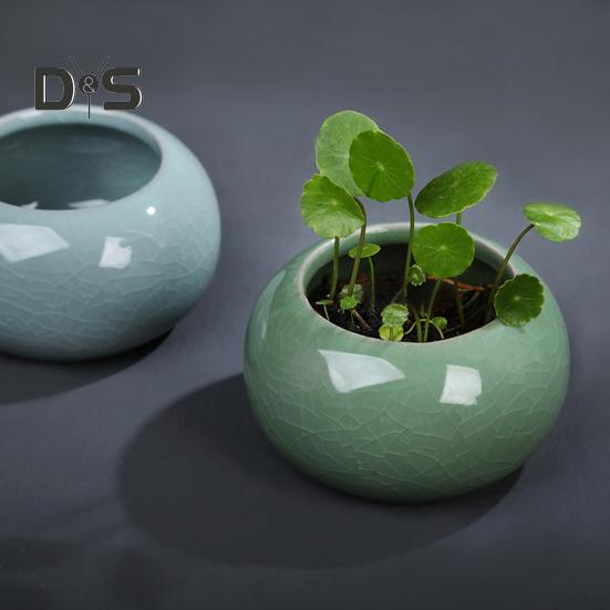 Керамическая чаша для выращивания лотоса, круглый мини-горшок для цветов, глазурованная чаша для бонсай, горшок для посадки щитолистника, небольшие гидропонные растения