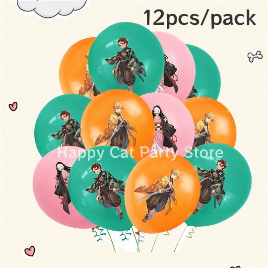 Demon Slayer Latex Balloons Happy Birthday Party Decoration Kimetsu no Yaiba Balloon Baby Shower Kids Favor Gift Party Supplies