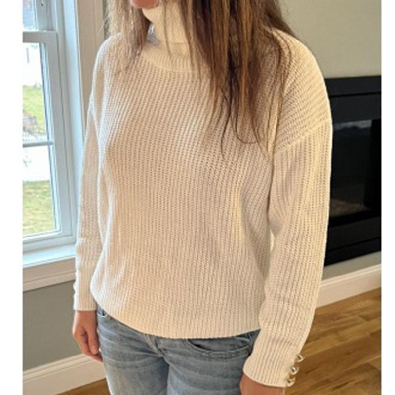 Autumn and Winter Women's Sweater Solid Color High Neck Knit Pullover Casual Fashion Sweater