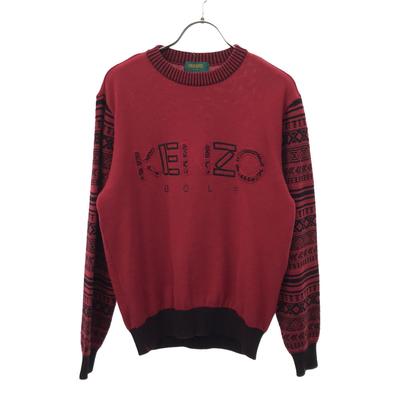 KENZO GOLF сделано в Японии гольф свитер с длинным рукавом 1 красная серия трикотаж мужской б/у