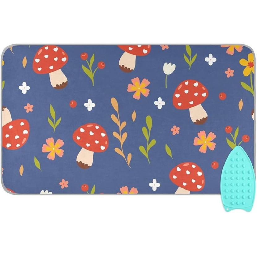 Коврик для глажки для стола Портативное дорожное одеяло для глажки Чехлы для гладильной доски Коврик для прессования Подушки для термопресса 27,6x47,2 дюйма Серые цветы